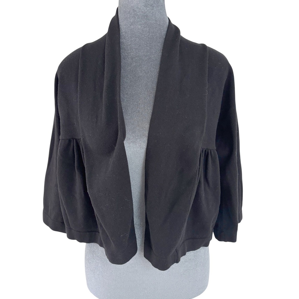Karen Kane Y2K Balletcore Black Cotton Shrug Shawl Collar XL Gathered Back